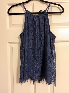 NOBO Navy Blue Lace Halter Top